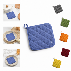 Square Pot Holder with Quilted Texture and Hanging Loop